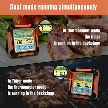 BBQ Toidu Keetmiseks Termomeeter Veekindel BBQ Ahjus Liha Cooking Grill Termomeeter, Taimer Temperatuuri Alarm Keetmiseks - Pilt 2  