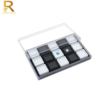 Kvaliteet Gemstone Storage Box Ekraan Tray Kaanega Plastikust hoiukott Kaotada Teemant Korraldaja Kalliskivid Omanik Box Klaas Top Jar - Pilt 2  