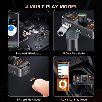 Bluetooth Saatja Auto,Aux-In/Out FM Heli Muusika Adapter 2 Tugevam Mikrofonid Ja Toetada Käsi Tasuta Kõned - Pilt 2  