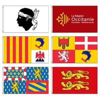 90x150cm Prantsusmaal Normandias，Korsika，Occitanie，Bourgogne，Auvergne，Provence-Alpes ' i Flag Banner Teenetemärgi FLAGLAND - Pilt 1  