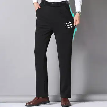 Meeste Velvet Ülikond Püksid Meestele, Kontori Püksid, Kõrge Vöökoht Slim Fit Meeste Ülikond Püksid Sügava Jalgevahe Palus Soe Taskud Isa - Pilt 1  