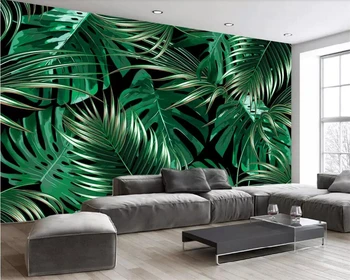 Kohandatud taustpildi seinamaaling Euroopa vihmametsade taimede banana leaf elutuba, magamistuba TV taust seina maali 3d tapeet - Pilt 1  