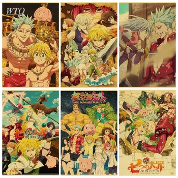 Seitse Deadly Pattude eest Anime Plakateid Retro Canvas Poster Seina Maali Kunst Pildi Plakat Home Decor Fotod Laste Tuba - Pilt 1  