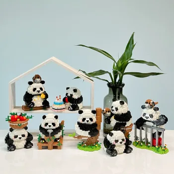 Kawaii Panda Micro ehitusplokid Mudeli Armas Loom Mini Tellised Joonis Kasti Kolm Assamblee Mängud, Mänguasjad Lapsele Kingitused 6044 - Pilt 2  