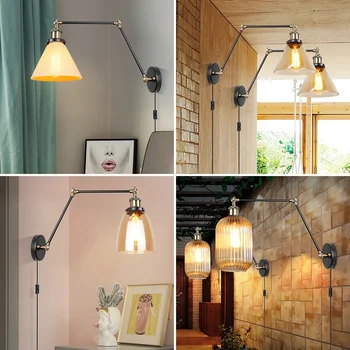 Põhjamaade Led Seina Lamp, Vintage Vahetus Pika Masti Taust Seina Lamp Lugemise Lamp Kaua Pole Jalas Lambi Seina Decor - Pilt 2  