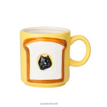 2tk Jaapani-stiilis Keraamilised Leib Kass Kruus Armas Terviseks Piim, Kaerahelbed Cup Loominguline Vee Tassi Kõrge väärtusega Hommikusöök Cup - Pilt 2  