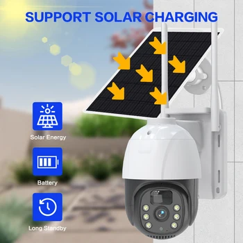 Eseecloud Turvalisuse Päikese Kaamera 5MP Väljas Wifi Dome Kaamera, päikesepaneel Traadita IP CCTV Sisseehitatud Laetav Aku - Pilt 2  