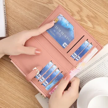 Rahakott Naiste korea versioon on suure võimsusega varruka pikkus sidur kott lihtsa tõmblukk lukk kaardi kott - Pilt 2  