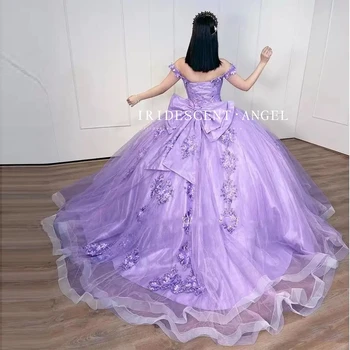 IRIDESCENT Lilac Suur Vibu 3D Lille Pall Kleit Quinceanera Kleidid Appliques Tuhkatriinu 16 Printsess Hommikumantlid Vestidos De 15 Anos - Pilt 2  