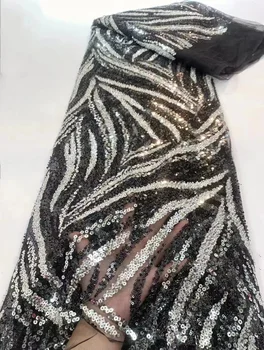 Must Aafrika Luksus Litrid Pits Kangas 2023 Prantsuse Raske Käsitöö Beaded Võrgusilma Riidest Nigeeria Naiste Pulm Kleidid Õmblemine - Pilt 1  