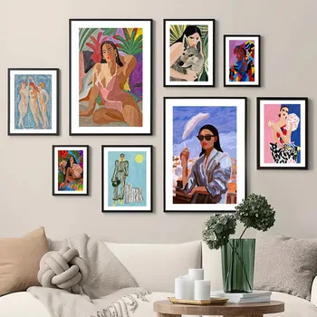 Kohandatav Abstraktse Naiste moerõivad Tüdrukud Põhjamaade Plakatid ja Pildid Seina Maali Kunst Pildid elutuba - Pilt 1  