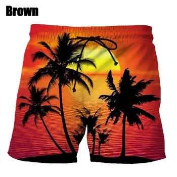 Mens Fashion Troopiline Hawaii Palmtrees 3d Trükitud Beach lühikesed Püksid - Pilt 1  