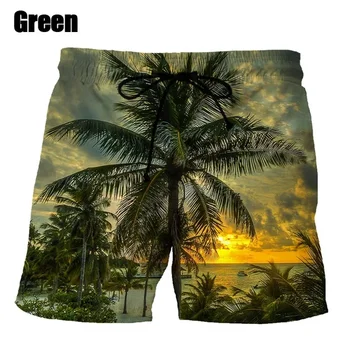 Mens Fashion Troopiline Hawaii Palmtrees 3d Trükitud Beach lühikesed Püksid - Pilt 2  