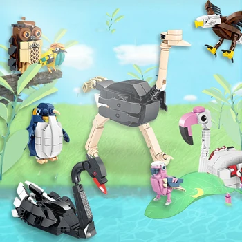 8pcs/set Loominguline Lindude ja Loomade Auru ehitusplokid Kognitiivse Kotkas, Flamingo Öökull Pingviinid Tellised Haridus Mänguasjad Lastele - Pilt 2  
