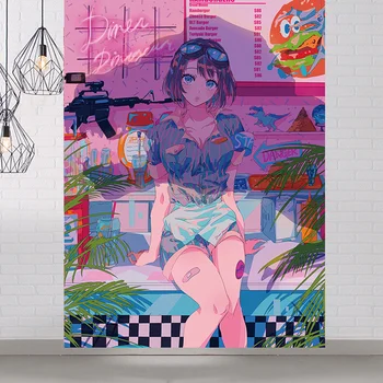 Armas Tüdruk Seina Art Moe Tapestry Anime Kawaii Teen Esteetiline Magamistuba Decor Seinal Ripuvad Seinavaibad Kodu Kaunistamiseks Plakateid - Pilt 2  