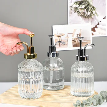 Seebidosaator Läbipaistev Läbipaistvast Klaasist Pudel, Vannituba Käsihuuhde Šampoon, Dušigeel Korduvtäidetavaid Pump Pudel Mahuti - Pilt 2  