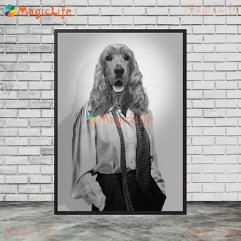 Naljakas Loomade Portree Hall Koer Mood Seina Pildid Elutuba Põhjamaade Plakat Seina Art Lõuend Maali Home Decor Raamimata - Pilt 2  