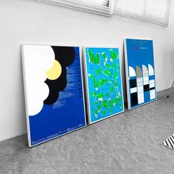 Sinine Geomeetriline Retro Muusika Referaat Plakatid Ja Pildid Seina Art Lõuend Maali Nordic Seina Pildid Elutuba Home Decor - Pilt 2  