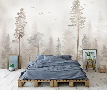 Kohandatud suurus metsa foto tapeet nostalgiline metsa lind magamistuba hotel uuringu taust seina 3d tapeet papier peint - Pilt 1  