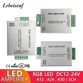 RGB LED Andmete Signaali Võimendi 12A 30A 24A/3 DC12-24V Dimmer Töötleja Laiendamine Repeater LED Värviline Valgus Ribad - Pilt 1  