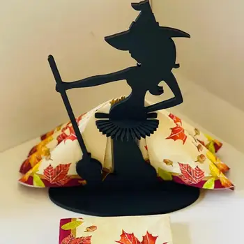 Halloween Witch Salvrätiku Hoidja Õudne Paber Omanik Tabel Decor Korraldaja Must Stabiilne Dekoratiivne Salvrätikud Paberist Rätik - Pilt 2  