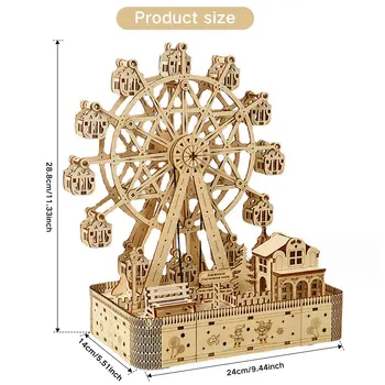 3D Puidust Puzzle DIY Pärn Ferris Wheel, Käsitöö, Muusika Puidust Ferris Wheel Mudel Loominguline Dekoratiivsed Ferris Wheel Mõistatusi - Pilt 2  