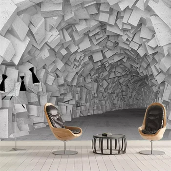 Kaasaegne Abstraktne Kunst Murals Tapeet 3D Stereo Geomeetria Hoone Foto Seinale Paber elutuba, Magamistuba Loominguline Home Decor 3D - Pilt 1  