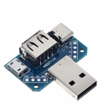 1TK USB-Jaotuskilbi Pea Mees Pistiku Tüüp c-Micro Naine 2.54-4P Võõrandamise Katse Juhatuse USB Adapter Plaat XY-USB4/XFW-USB3 - Pilt 2  
