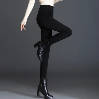 Mood Paksenenud Soojust Naiste Püksid korea Stiilis Kõrge Vöökoht Püksid Sügis Slim Pikad Püksid Talve Riided Pantalones 29638 - Pilt 1  