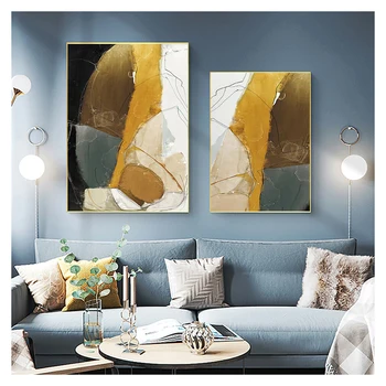 Lõuend Värviline Plakat Seina Art Maalid Prindi Seina Pildid elutuba, Magamistuba Home Decor Kaasaegne Abstraktse Gold Foil Read - Pilt 2  