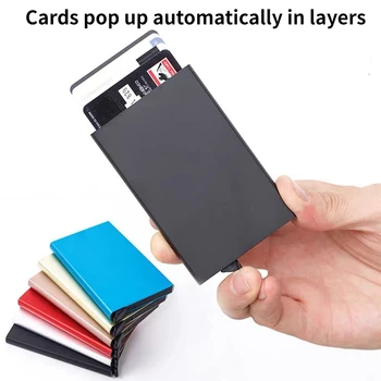 Automaatne Pop-Up-ID Krediitkaardi Slim Box Alumiinium Rahakoti Tasku Juhul Pank Krediitkaardi Juhul RFID-Kaardi Hoidik Säilitamise Organisatsioon - Pilt 1  