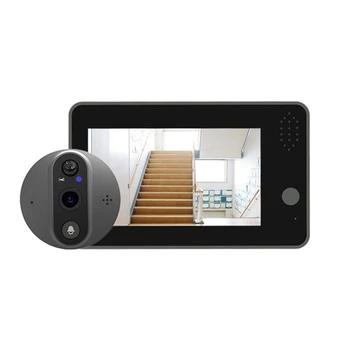 Tuya Smart 1080P Wifi Uksekell Peephole Kaamera Viewer Plastikust+Metallist Tuya Smart Uksekell 4.3 FHD Video Uksekell - Pilt 1  