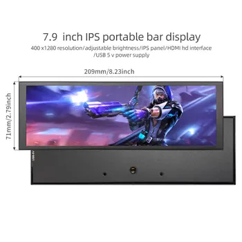 LCD Ekraan 7.9-Tolline IPS 400x1280 Mini Kaasaskantav Monitor PC Windows Rasperry Pi Teisese Reklaam Ekraan Puutetundlik Monitor - Pilt 2  