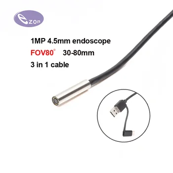 1MP läbimõõt 4,5 MM endoscope kaamera 3-in-1 cable FOV80USB OTG Android EZ-EN45S-RPL - Pilt 1  