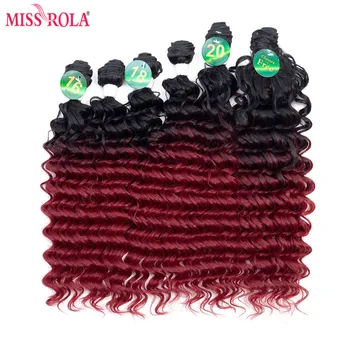 Miss Rola Ombre Sünteetiline juuksepikendusi Sügav Laine Juuksed Weaves 200g Juuksed Koelõngaga 16-20 tollised 6tk/Pack Naiste - Pilt 1  