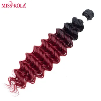 Miss Rola Ombre Sünteetiline juuksepikendusi Sügav Laine Juuksed Weaves 200g Juuksed Koelõngaga 16-20 tollised 6tk/Pack Naiste - Pilt 2  