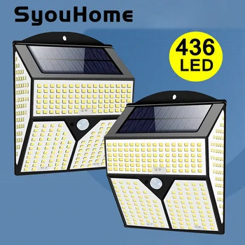 436 LED Solar Seina Tuled PIR Liikumisandur Kerge Väljas Päikese Lamp on Veekindel Solar Powered Päikesevalguse Laterna Aed Decors - Pilt 1  