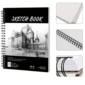 Joonistus-Raamat 9x12inch Sketch Book 100 Lehed Tühjad Lehed Sketching Sülearvuti Koos Sujuva Kirjutamise Jaoks Pastellid Pliiatsid Värvipliiatsid - Pilt 2  