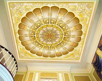 beibehang Kohandatud taustpildi 3d foto seinamaaling kuld hall klassikaline luksus reljeef zenith seina paber elutuba hotell 3d tapeet - Pilt 1  