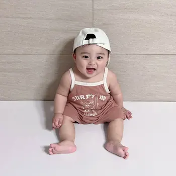 Ins Korea Summer Baby Poiste Kombinesoon Riided Kirjas Trükitud Varrukateta Pilduma Graffiti Puuvill Bodysuit Teise Lapse Imiku Poisid Romper - Pilt 1  