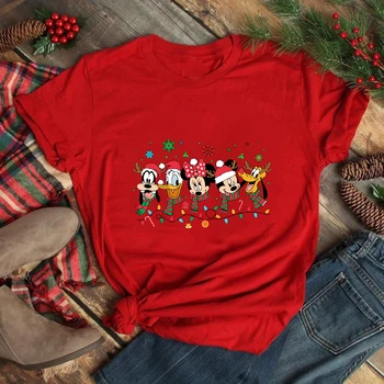 Christmas Mickey ja Sõbrad, Disney Riided häid Pühi Moe Suundumus T-Särk Naistele Xmas Party Harajuku T-särk Dropship - Pilt 1  