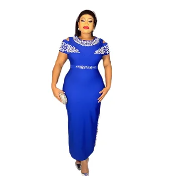Aafrika Pulmas Kleidid Naistele Suvel Elegantne Aafrika Varrukateta O-kaelus Roheline Sinine Roosa Lilla Pikk Maxi Kleit L-3XL - Pilt 1  