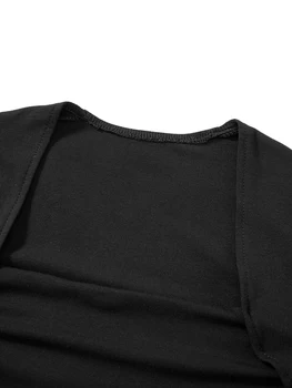 Naiste Pika Varrukaga T-Särgid Värviga Ruched Square Kaela Päevasärgid Kevadel Sügisel Slim Fit Tops Streetwear - Pilt 2  