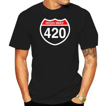 Tshirt Meeste Must Lühike Varrukas Puuvill Hip-Hop T-Särk Prindi Tee Särgid Meeste Maanteel 420 Neli Kakskümmend Weed T-Särk - Pilt 1  
