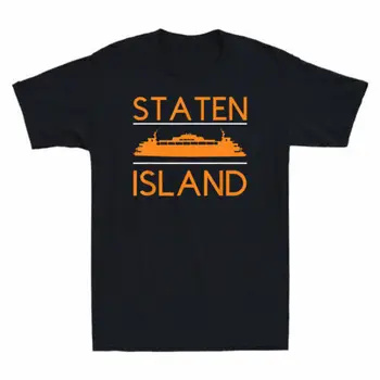 Staten Island Ferry Viienda Alev, Uudsus Graafiline Meeste T-Särk Must Tumesinine - Pilt 1  