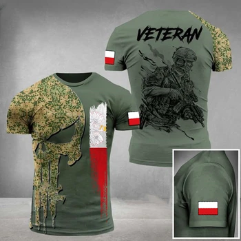 Poola Armee Meeste T-Särgid 3D Print poola Jersey Ülepaisutatud O-Kaeluse Veteranid Camo Lühikese Varrukaga Särk Tops Mees Lahti Streetwear - Pilt 1  