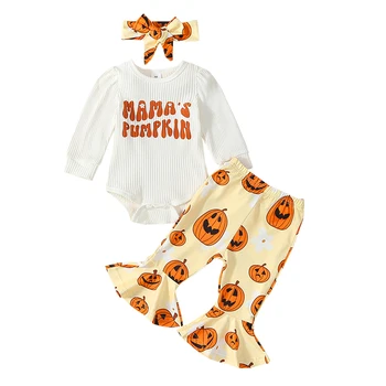 Imiku Väikelapse Tüdruk Halloween Riideid Kõrvits Prindib Top Põletatud Püksid Kiri Riided Jäävad Talve Riided - Pilt 1  