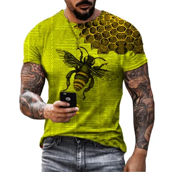Särgid jõusaal mees mesilaste graafiline t-särgid vaba aja veetmise streetwear meeste pluss suurus riided suvel kollane O-kaeluse, lühikeste varrukate 6XL - Pilt 1  