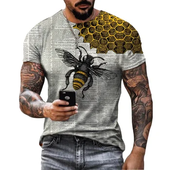 Särgid jõusaal mees mesilaste graafiline t-särgid vaba aja veetmise streetwear meeste pluss suurus riided suvel kollane O-kaeluse, lühikeste varrukate 6XL - Pilt 2  
