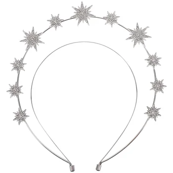Star Headpiece Rhinestone Crown Pulm Headpiece Sünnipäeva puhul Juuksed Ornament Naistele - Pilt 1  